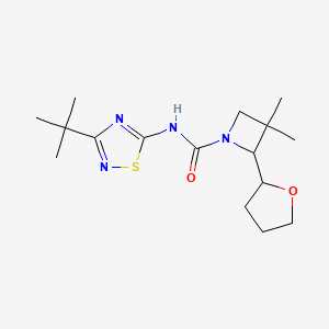molecular formula C16H26N4O2S B6788859 N-(3-tert-butyl-1,2,4-thiadiazol-5-yl)-3,3-dimethyl-2-(oxolan-2-yl)azetidine-1-carboxamide 