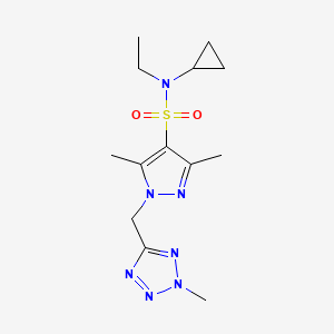 molecular formula C13H21N7O2S B6788941 N-cyclopropyl-N-ethyl-3,5-dimethyl-1-[(2-methyltetrazol-5-yl)methyl]pyrazole-4-sulfonamide 