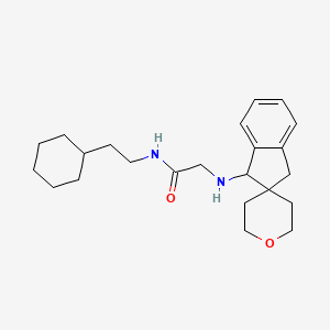 molecular formula C23H34N2O2 B6789023 N-(2-cyclohexylethyl)-2-(spiro[1,3-dihydroindene-2,4'-oxane]-1-ylamino)acetamide 