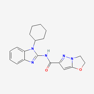 molecular formula C19H21N5O2 B6789118 N-(1-cyclohexylbenzimidazol-2-yl)-2,3-dihydropyrazolo[5,1-b][1,3]oxazole-6-carboxamide 