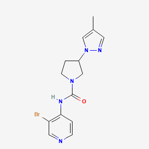 molecular formula C14H16BrN5O B6789126 N-(3-bromopyridin-4-yl)-3-(4-methylpyrazol-1-yl)pyrrolidine-1-carboxamide 