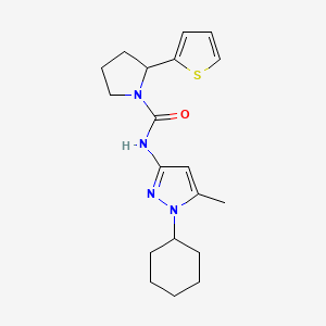 molecular formula C19H26N4OS B6789214 N-(1-cyclohexyl-5-methylpyrazol-3-yl)-2-thiophen-2-ylpyrrolidine-1-carboxamide 