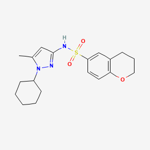 molecular formula C19H25N3O3S B6789568 N-(1-cyclohexyl-5-methylpyrazol-3-yl)-3,4-dihydro-2H-chromene-6-sulfonamide 