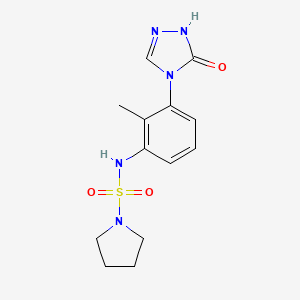 molecular formula C13H17N5O3S B6789576 N-[2-methyl-3-(5-oxo-1H-1,2,4-triazol-4-yl)phenyl]pyrrolidine-1-sulfonamide 