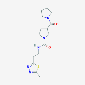 molecular formula C15H23N5O2S B6789718 N-[2-(5-methyl-1,3,4-thiadiazol-2-yl)ethyl]-3-(pyrrolidine-1-carbonyl)pyrrolidine-1-carboxamide 