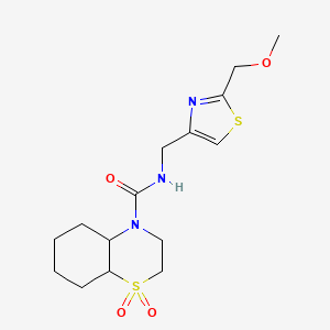 molecular formula C15H23N3O4S2 B6789744 N-[[2-(methoxymethyl)-1,3-thiazol-4-yl]methyl]-1,1-dioxo-2,3,4a,5,6,7,8,8a-octahydrobenzo[b][1,4]thiazine-4-carboxamide 