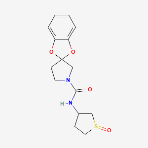 molecular formula C15H18N2O4S B6789770 N-(1-oxothiolan-3-yl)spiro[1,3-benzodioxole-2,3'-pyrrolidine]-1'-carboxamide 