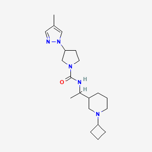 molecular formula C20H33N5O B6789780 N-[1-(1-cyclobutylpiperidin-3-yl)ethyl]-3-(4-methylpyrazol-1-yl)pyrrolidine-1-carboxamide 