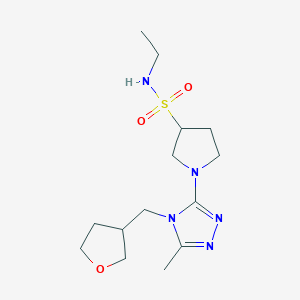 molecular formula C14H25N5O3S B6789871 N-ethyl-1-[5-methyl-4-(oxolan-3-ylmethyl)-1,2,4-triazol-3-yl]pyrrolidine-3-sulfonamide 