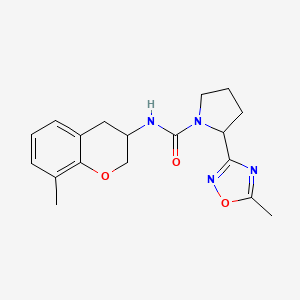 molecular formula C18H22N4O3 B6790143 N-(8-methyl-3,4-dihydro-2H-chromen-3-yl)-2-(5-methyl-1,2,4-oxadiazol-3-yl)pyrrolidine-1-carboxamide 