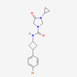 molecular formula C17H20BrN3O2 B6790238 N-[3-(4-bromophenyl)cyclobutyl]-3-cyclopropyl-4-oxoimidazolidine-1-carboxamide 