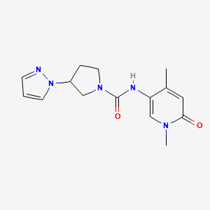 molecular formula C15H19N5O2 B6790247 N-(1,4-dimethyl-6-oxopyridin-3-yl)-3-pyrazol-1-ylpyrrolidine-1-carboxamide 