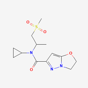 molecular formula C13H19N3O4S B6790258 N-cyclopropyl-N-(1-methylsulfonylpropan-2-yl)-2,3-dihydropyrazolo[5,1-b][1,3]oxazole-6-carboxamide 