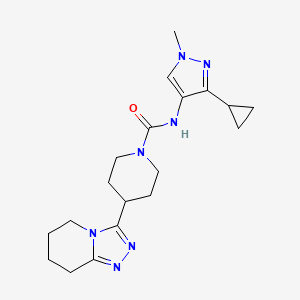 molecular formula C19H27N7O B6790272 N-(3-cyclopropyl-1-methylpyrazol-4-yl)-4-(5,6,7,8-tetrahydro-[1,2,4]triazolo[4,3-a]pyridin-3-yl)piperidine-1-carboxamide 