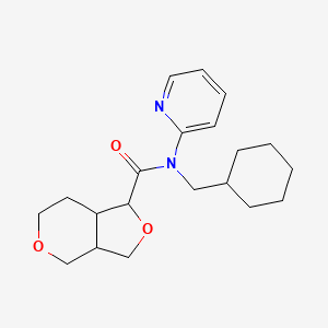 molecular formula C20H28N2O3 B6790285 N-(cyclohexylmethyl)-N-pyridin-2-yl-3,3a,4,6,7,7a-hexahydro-1H-furo[3,4-c]pyran-1-carboxamide 