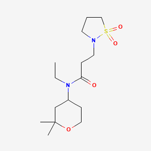 molecular formula C15H28N2O4S B6790338 N-(2,2-dimethyloxan-4-yl)-3-(1,1-dioxo-1,2-thiazolidin-2-yl)-N-ethylpropanamide 