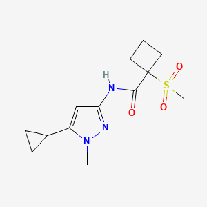 molecular formula C13H19N3O3S B6790340 N-(5-cyclopropyl-1-methylpyrazol-3-yl)-1-methylsulfonylcyclobutane-1-carboxamide 