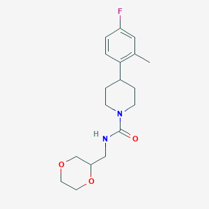 molecular formula C18H25FN2O3 B6790473 N-(1,4-dioxan-2-ylmethyl)-4-(4-fluoro-2-methylphenyl)piperidine-1-carboxamide 