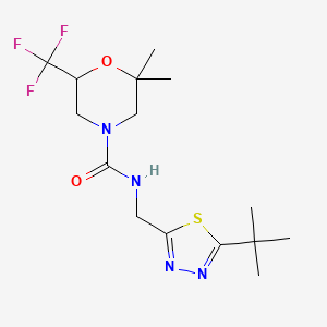 molecular formula C15H23F3N4O2S B6790578 N-[(5-tert-butyl-1,3,4-thiadiazol-2-yl)methyl]-2,2-dimethyl-6-(trifluoromethyl)morpholine-4-carboxamide 