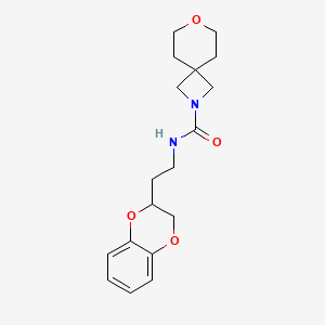 molecular formula C18H24N2O4 B6790593 N-[2-(2,3-dihydro-1,4-benzodioxin-3-yl)ethyl]-7-oxa-2-azaspiro[3.5]nonane-2-carboxamide 