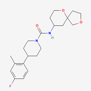 molecular formula C21H29FN2O3 B6790637 N-(2,6-dioxaspiro[4.5]decan-9-yl)-4-(4-fluoro-2-methylphenyl)piperidine-1-carboxamide 