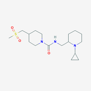molecular formula C17H31N3O3S B6790713 N-[(1-cyclopropylpiperidin-2-yl)methyl]-4-(methylsulfonylmethyl)piperidine-1-carboxamide 