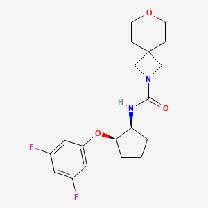 molecular formula C19H24F2N2O3 B6790753 N-[(1S,2R)-2-(3,5-difluorophenoxy)cyclopentyl]-7-oxa-2-azaspiro[3.5]nonane-2-carboxamide 