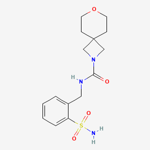 molecular formula C15H21N3O4S B6790778 N-[(2-sulfamoylphenyl)methyl]-7-oxa-2-azaspiro[3.5]nonane-2-carboxamide 