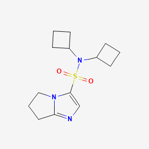 molecular formula C14H21N3O2S B6790800 N,N-di(cyclobutyl)-6,7-dihydro-5H-pyrrolo[1,2-a]imidazole-3-sulfonamide 