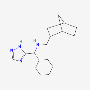 molecular formula C17H28N4 B6790881 N-(2-bicyclo[2.2.1]heptanylmethyl)-1-cyclohexyl-1-(1H-1,2,4-triazol-5-yl)methanamine 