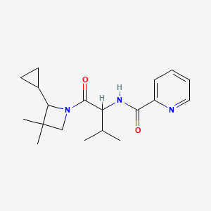 molecular formula C19H27N3O2 B6790929 N-[1-(2-cyclopropyl-3,3-dimethylazetidin-1-yl)-3-methyl-1-oxobutan-2-yl]pyridine-2-carboxamide 