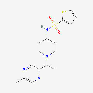 molecular formula C16H22N4O2S2 B6791022 N-[1-[1-(5-methylpyrazin-2-yl)ethyl]piperidin-4-yl]thiophene-2-sulfonamide 