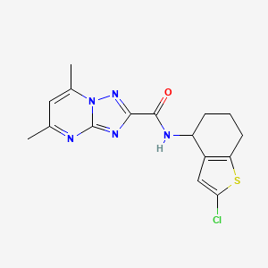 molecular formula C16H16ClN5OS B6791082 N-(2-chloro-4,5,6,7-tetrahydro-1-benzothiophen-4-yl)-5,7-dimethyl-[1,2,4]triazolo[1,5-a]pyrimidine-2-carboxamide 