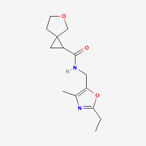 molecular formula C14H20N2O3 B6791109 N-[(2-ethyl-4-methyl-1,3-oxazol-5-yl)methyl]-5-oxaspiro[2.4]heptane-2-carboxamide 