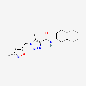 molecular formula C19H27N5O2 B6791133 N-(1,2,3,4,4a,5,6,7,8,8a-decahydronaphthalen-2-yl)-5-methyl-1-[(3-methyl-1,2-oxazol-5-yl)methyl]triazole-4-carboxamide 
