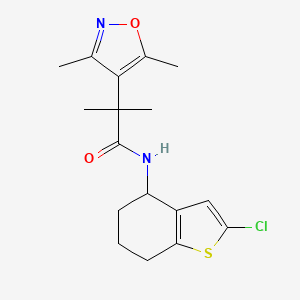 molecular formula C17H21ClN2O2S B6791170 N-(2-chloro-4,5,6,7-tetrahydro-1-benzothiophen-4-yl)-2-(3,5-dimethyl-1,2-oxazol-4-yl)-2-methylpropanamide 