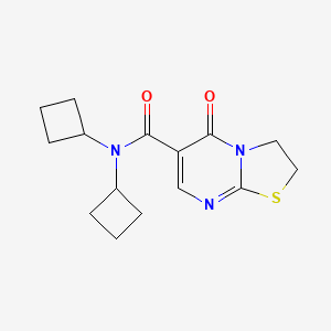molecular formula C15H19N3O2S B6791211 N,N-di(cyclobutyl)-5-oxo-2,3-dihydro-[1,3]thiazolo[3,2-a]pyrimidine-6-carboxamide 
