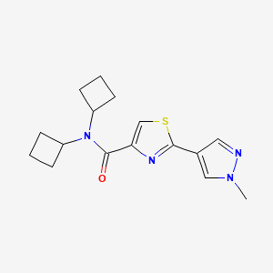 molecular formula C16H20N4OS B6791217 N,N-di(cyclobutyl)-2-(1-methylpyrazol-4-yl)-1,3-thiazole-4-carboxamide 