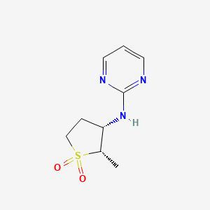 molecular formula C9H13N3O2S B6791296 N-[(2S,3S)-2-methyl-1,1-dioxothiolan-3-yl]pyrimidin-2-amine 