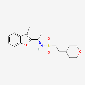 molecular formula C18H25NO4S B6791369 N-[(1S)-1-(3-methyl-1-benzofuran-2-yl)ethyl]-2-(oxan-4-yl)ethanesulfonamide 
