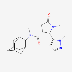 molecular formula C21H30N4O2 B6791400 N-(2-adamantyl)-N,1-dimethyl-2-(2-methylpyrazol-3-yl)-5-oxopyrrolidine-3-carboxamide 