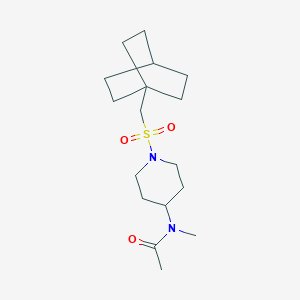 molecular formula C17H30N2O3S B6791470 N-[1-(1-bicyclo[2.2.2]octanylmethylsulfonyl)piperidin-4-yl]-N-methylacetamide 