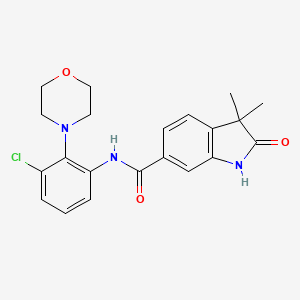 molecular formula C21H22ClN3O3 B6791633 N-(3-chloro-2-morpholin-4-ylphenyl)-3,3-dimethyl-2-oxo-1H-indole-6-carboxamide 