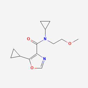 molecular formula C13H18N2O3 B6791734 N,5-dicyclopropyl-N-(2-methoxyethyl)-1,3-oxazole-4-carboxamide 