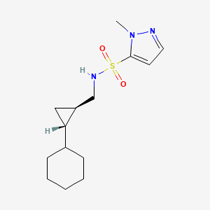 molecular formula C14H23N3O2S B6791797 N-[[(1R,2S)-2-cyclohexylcyclopropyl]methyl]-2-methylpyrazole-3-sulfonamide 