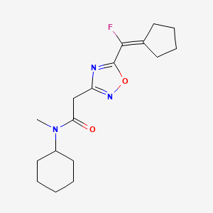 molecular formula C17H24FN3O2 B6792050 N-cyclohexyl-2-[5-[cyclopentylidene(fluoro)methyl]-1,2,4-oxadiazol-3-yl]-N-methylacetamide 
