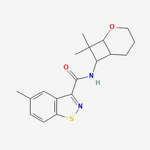 molecular formula C18H22N2O2S B6792075 N-(8,8-dimethyl-2-oxabicyclo[4.2.0]octan-7-yl)-5-methyl-1,2-benzothiazole-3-carboxamide 
