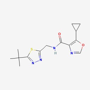 molecular formula C14H18N4O2S B6792184 N-[(5-tert-butyl-1,3,4-thiadiazol-2-yl)methyl]-5-cyclopropyl-1,3-oxazole-4-carboxamide 