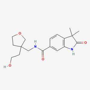 molecular formula C18H24N2O4 B6792222 N-[[3-(2-hydroxyethyl)oxolan-3-yl]methyl]-3,3-dimethyl-2-oxo-1H-indole-6-carboxamide 