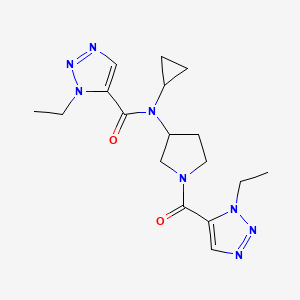 molecular formula C17H24N8O2 B6792251 N-cyclopropyl-3-ethyl-N-[1-(3-ethyltriazole-4-carbonyl)pyrrolidin-3-yl]triazole-4-carboxamide 